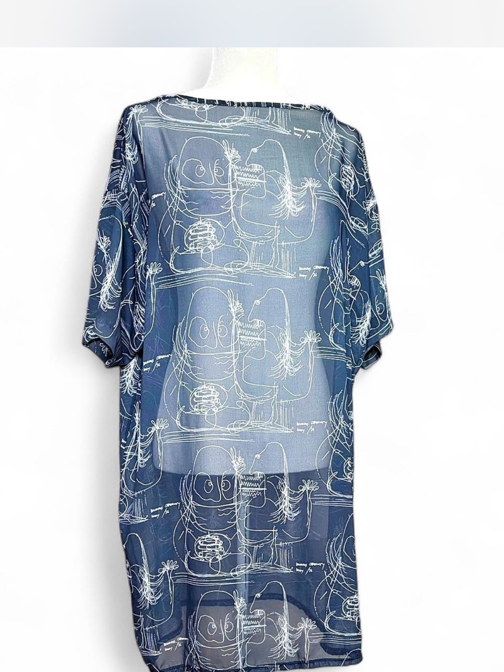 American Apparel Sheer Chiffon Graphic Print Kimono Cover Up One Size